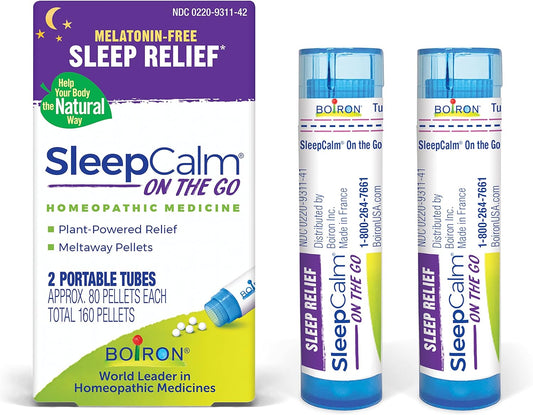Boiron SleepCalm On The Go Sleep Aid for Deep, Relaxing, Restful Nighttime Sleep - 2 Count (160 Pellets)