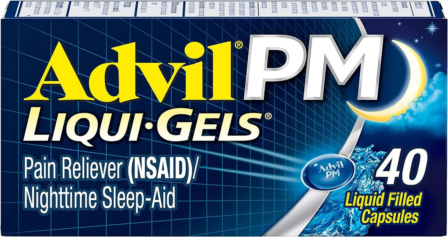 Advil PM Liqui-Gels Pain Headache Reliever 40 Liquid Filled Caps