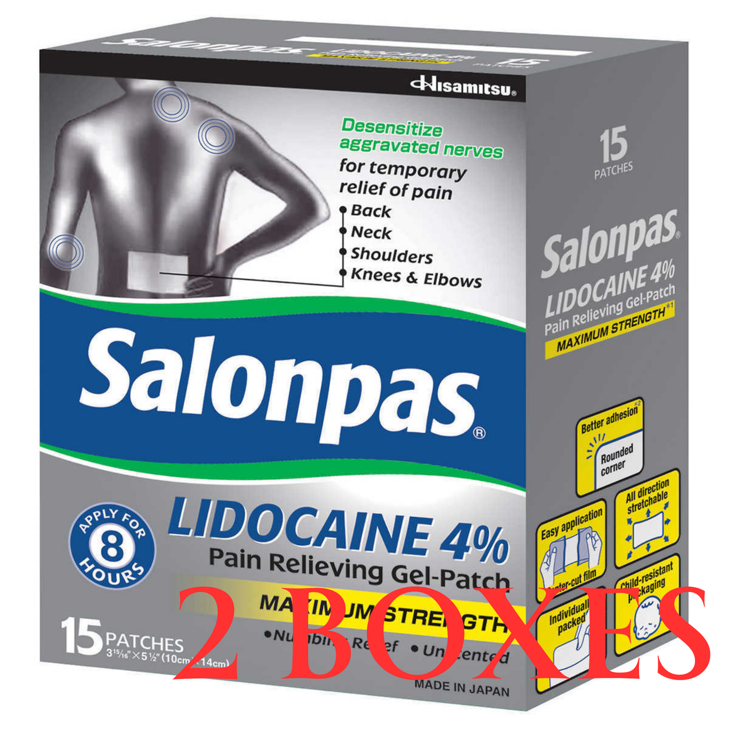 2 PACK Salonpas Lidocaine Gel-Patch (15 ct.)