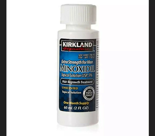 FDA APPROVED - Kirkland Signature Hair Regrowth Treatment Extra Strength for Men 5% Minoxidil Topical Solution, 2 fl oz, 1 Month Supply