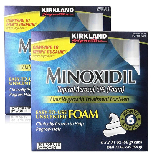 FDA APPROVED - Kirkland Signature Hair Regrowth Treatment Extra Strength for Men 5% Minoxidil Foam, 12 Month Supply (12 x 60 g)