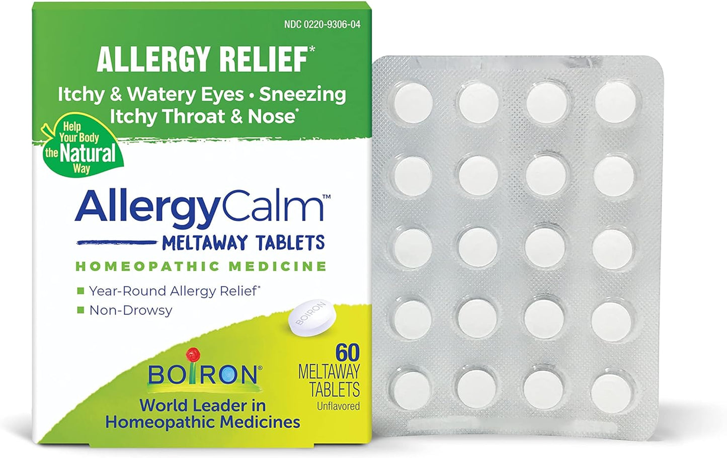 Boiron AllergyCalm Tablets for Relief from Allergy and Hay Fever Symptoms  - 60 Count