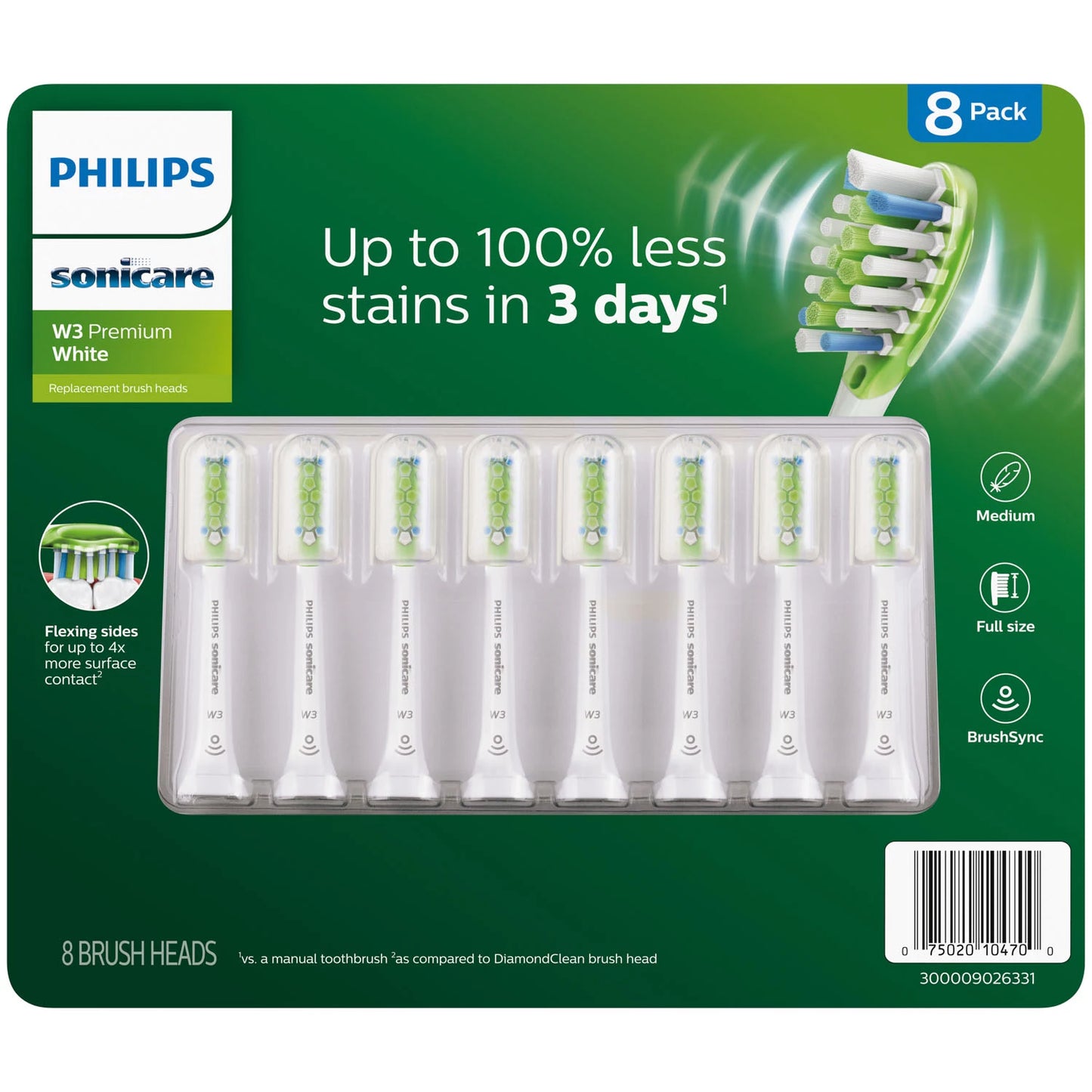 Philips Sonicare W3 Premium White Replacement Brush Heads (8 pk.)