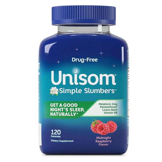 Unisom Simple Slumbers DrugFree Sleep Aid Gummies Melatonin 5mg Midnight Raspberry,120 Count