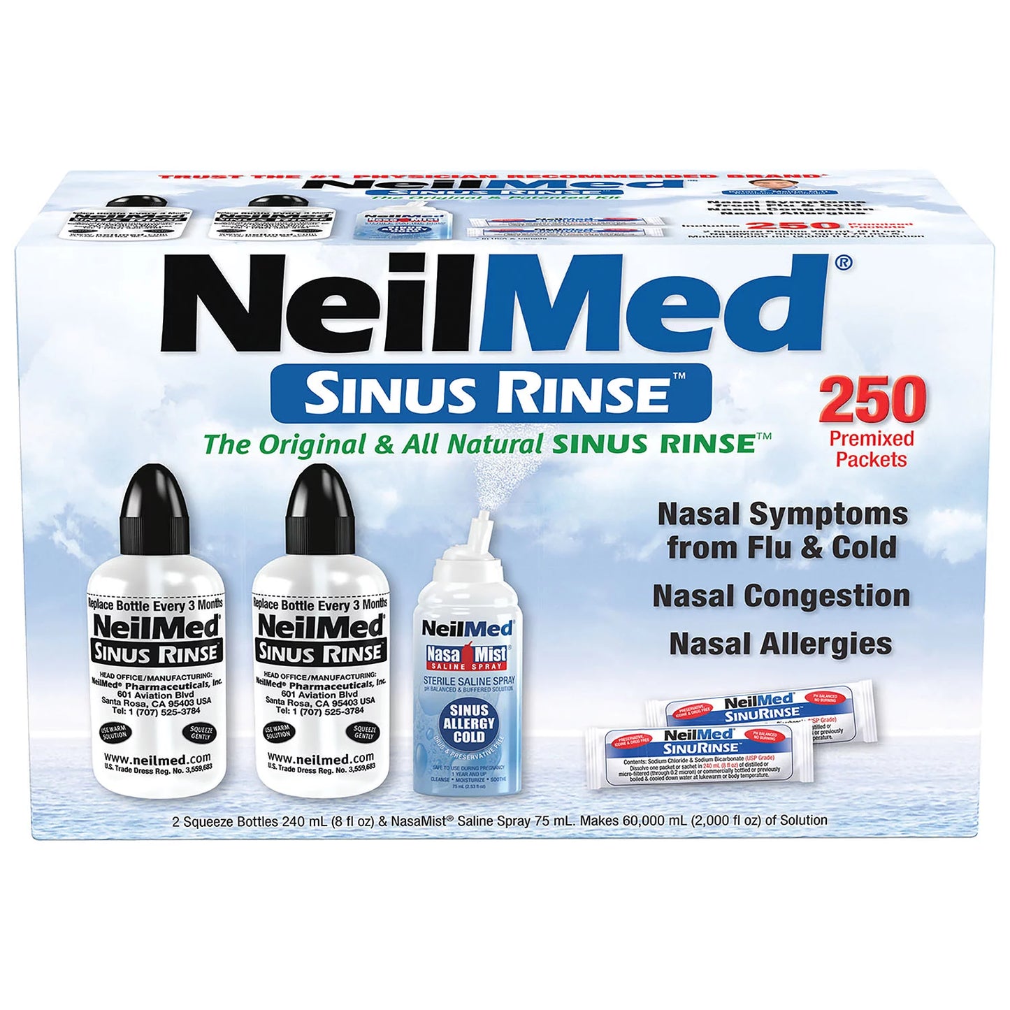 NeilMed Sinus Rinse Kit 250 Premixed Packets