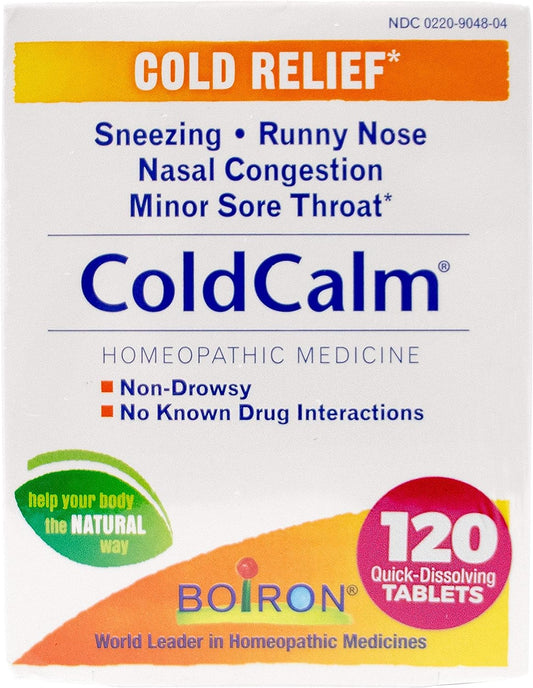 Boiron ColdCalm Tablets for Relief of Common Cold Symptoms Non-Drowsy - 120 Count (2 Pack of 60)