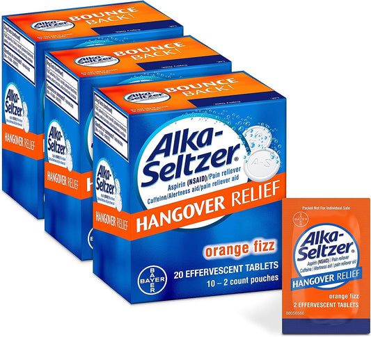 Alka-Seltzer Hangover Relief Tablets (3 Boxes, 20 Tablets Each)