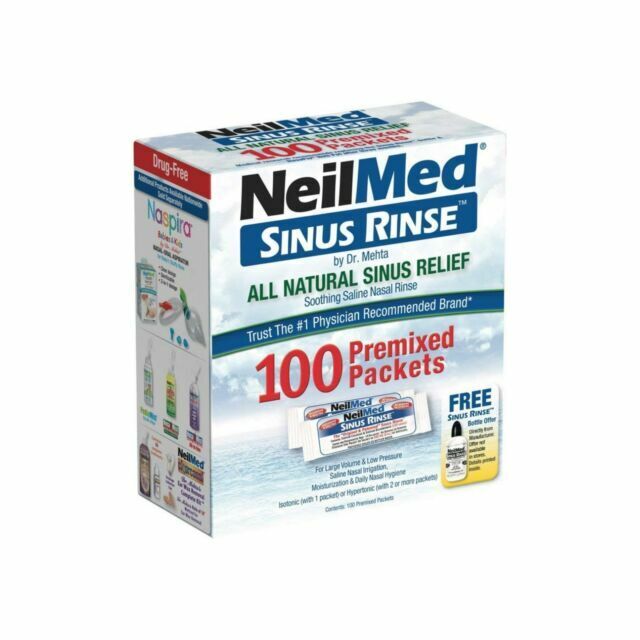 NeilMed Sinus Rinse All Natural Relief Premixed Refill Packets 100 Cou ...