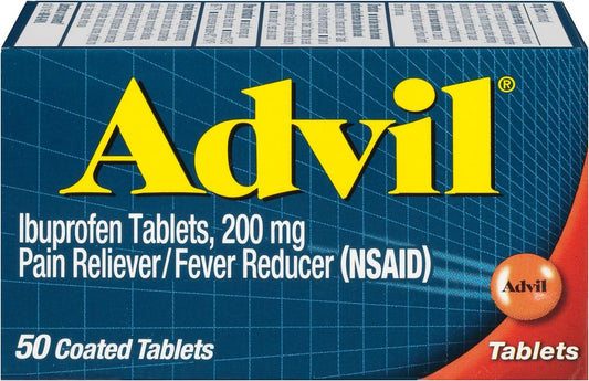 Advil Pain Reliever and Fever Reducer Ibuprofen 200mg - 50 Coated Tablets