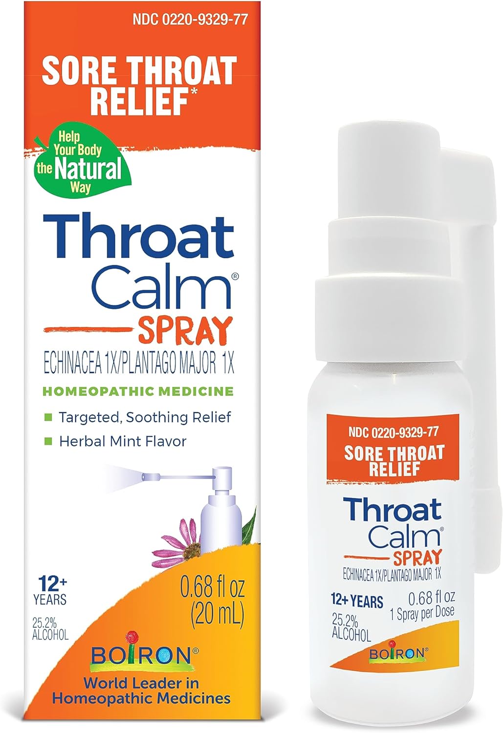 Boiron ThroatCalm Spray for Soothing Sore Throat Relief  .68 Fl Oz