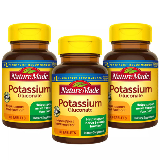 Nature Made Potassium Gluconate 90 mg. Tablets for Heart Health Support (100 ct., 3 pk.)