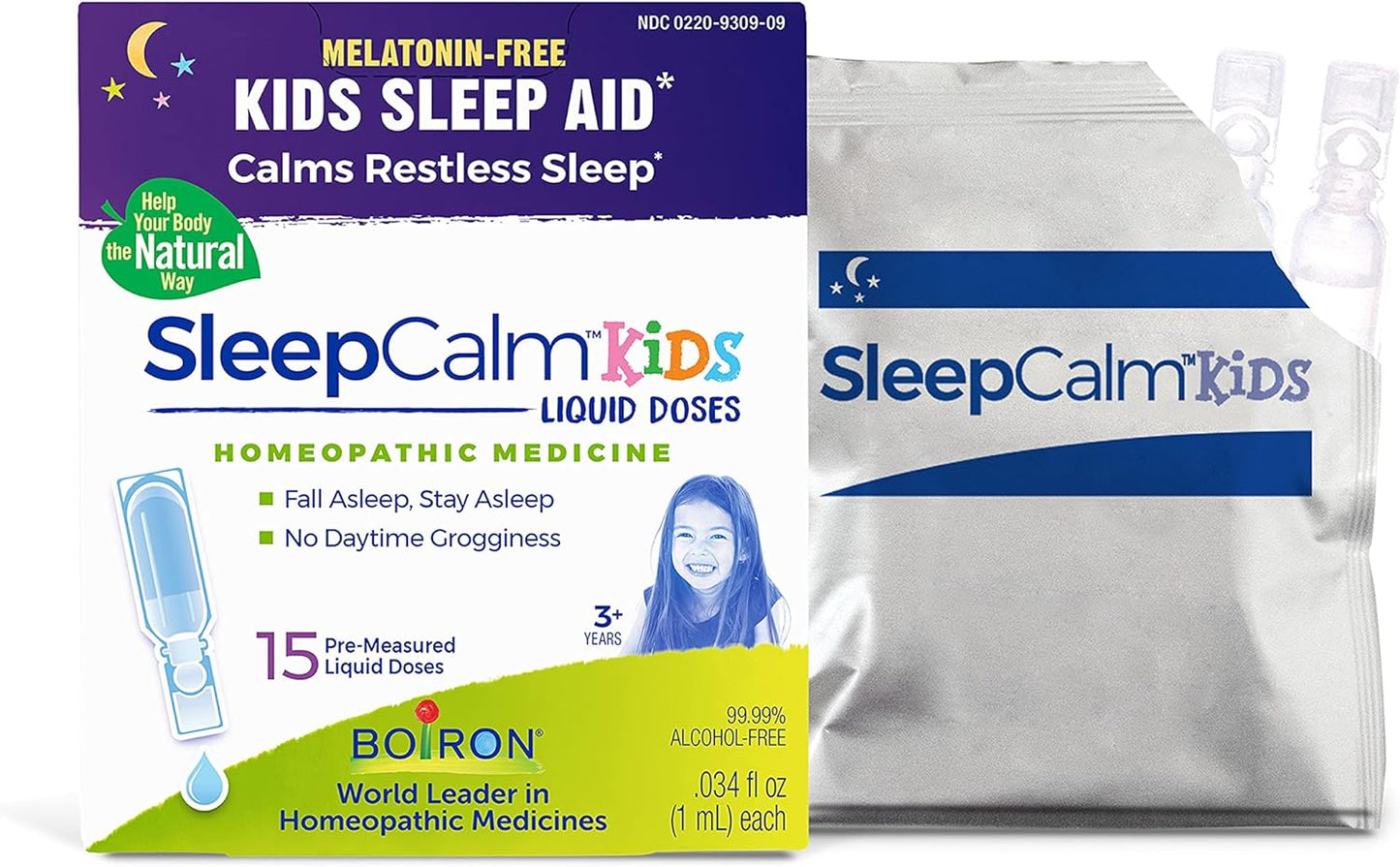 Boiron SleepCalm Kids Liquid Doses Sleep Aid for Deep, Relaxing, Restful Nighttime Sleep 15 Count