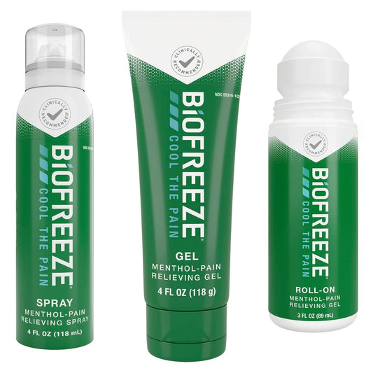 Biofreeze Roll-On, Spray, Gel Pain Topical Pain Reliever - 3 PACK