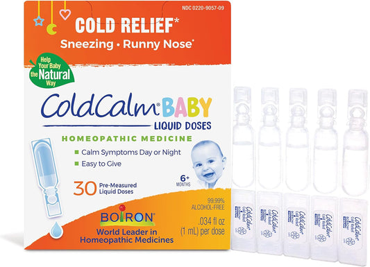 Boiron ColdCalm Baby Single-Use Drops Sterile and Non-Drowsy Liquid Doses - 30 Count
