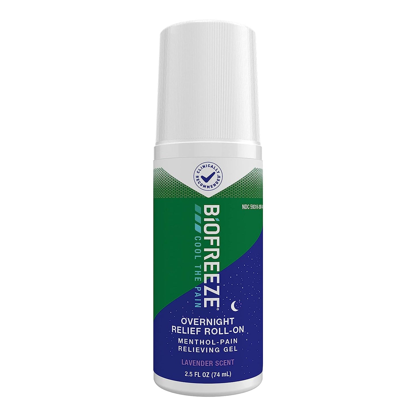 Biofreeze Roll-On Menthol Overnight Pain Relieving Gel 2.5 FL OZ with Lavender Scent