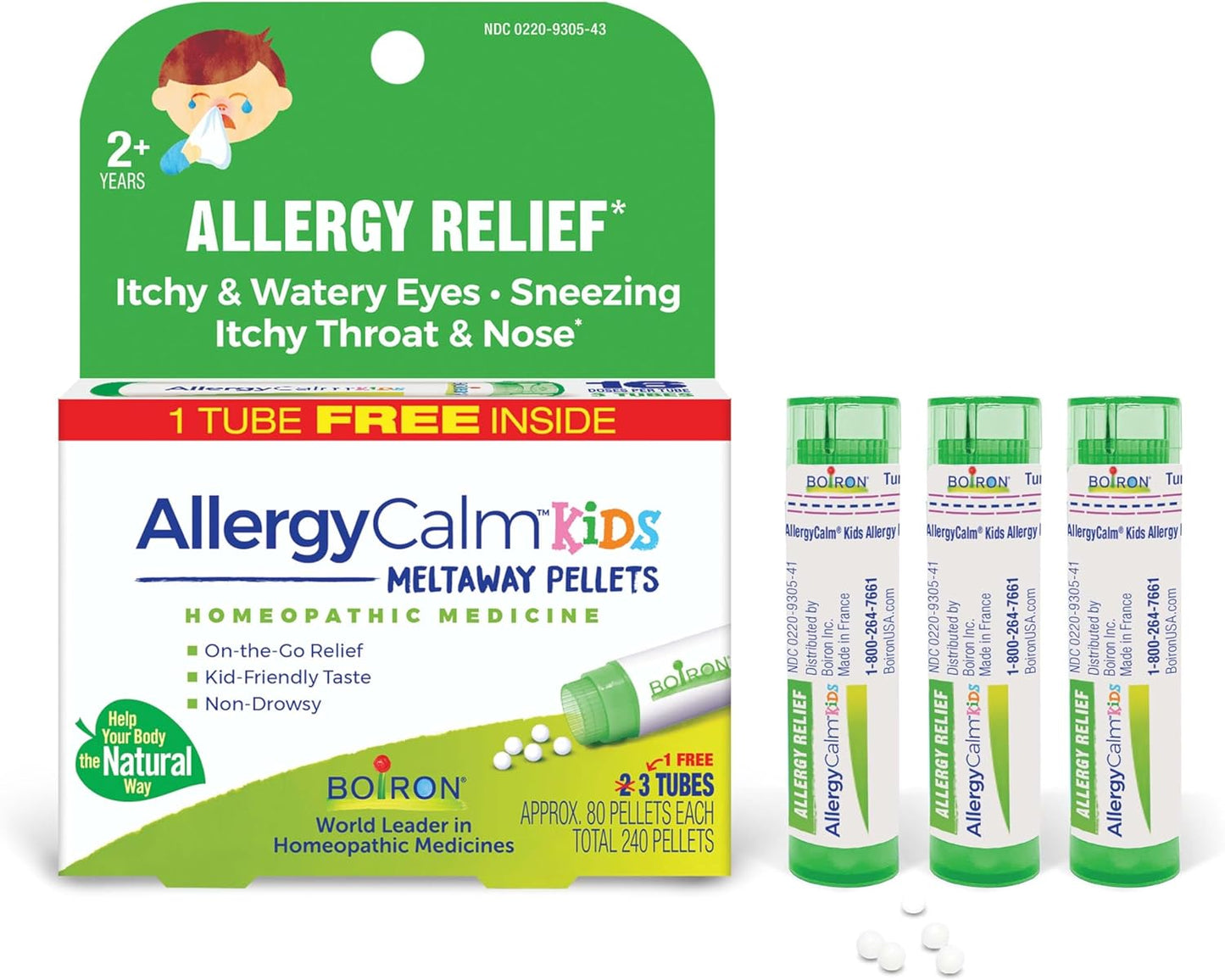 Boiron AllergyCalm Kids Pellets for Relief from Allergy - 240 Count, White