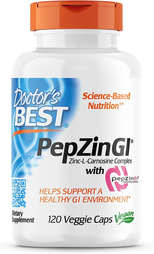 Doctor's Best PepZin GI, Zinc-L-Carnosine Complex Digestive Support, 120 Veggie Caps