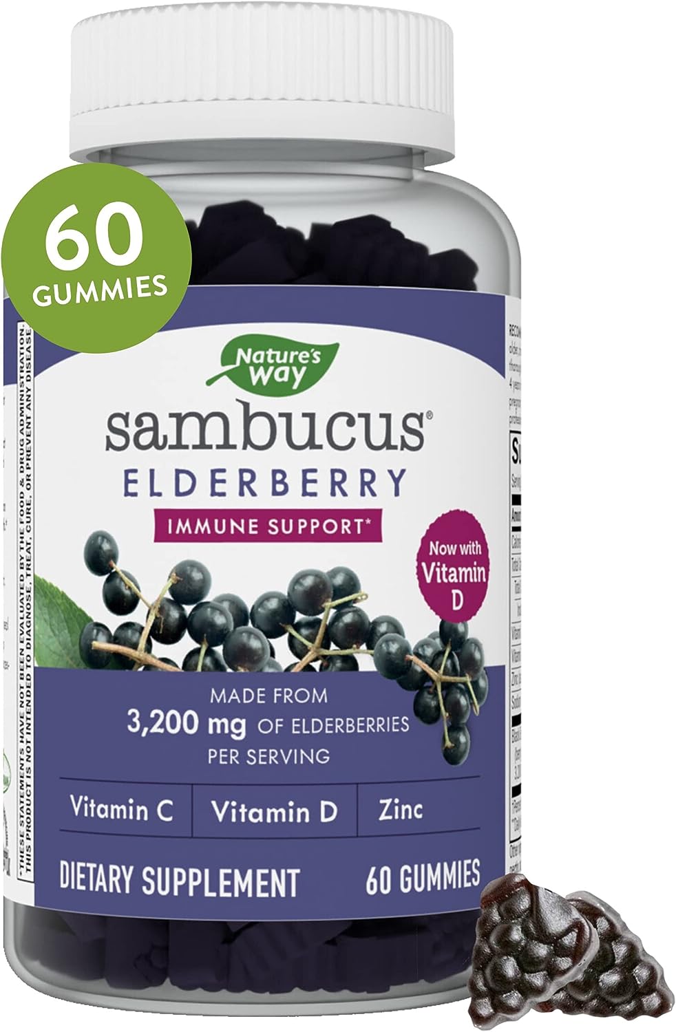 Nature's Way Sambucus Elderberry Gummies Immune Support 60 Gummies