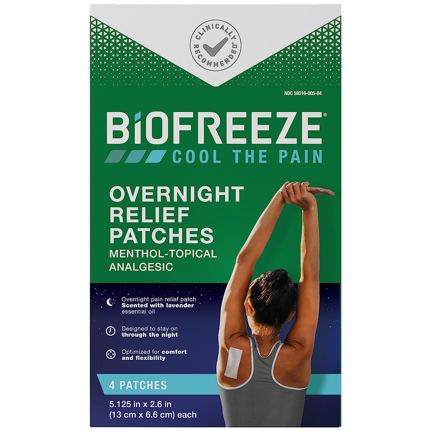 Biofreeze Patches Menthol Overnight Pain Relief Patches (4 Per Box ...