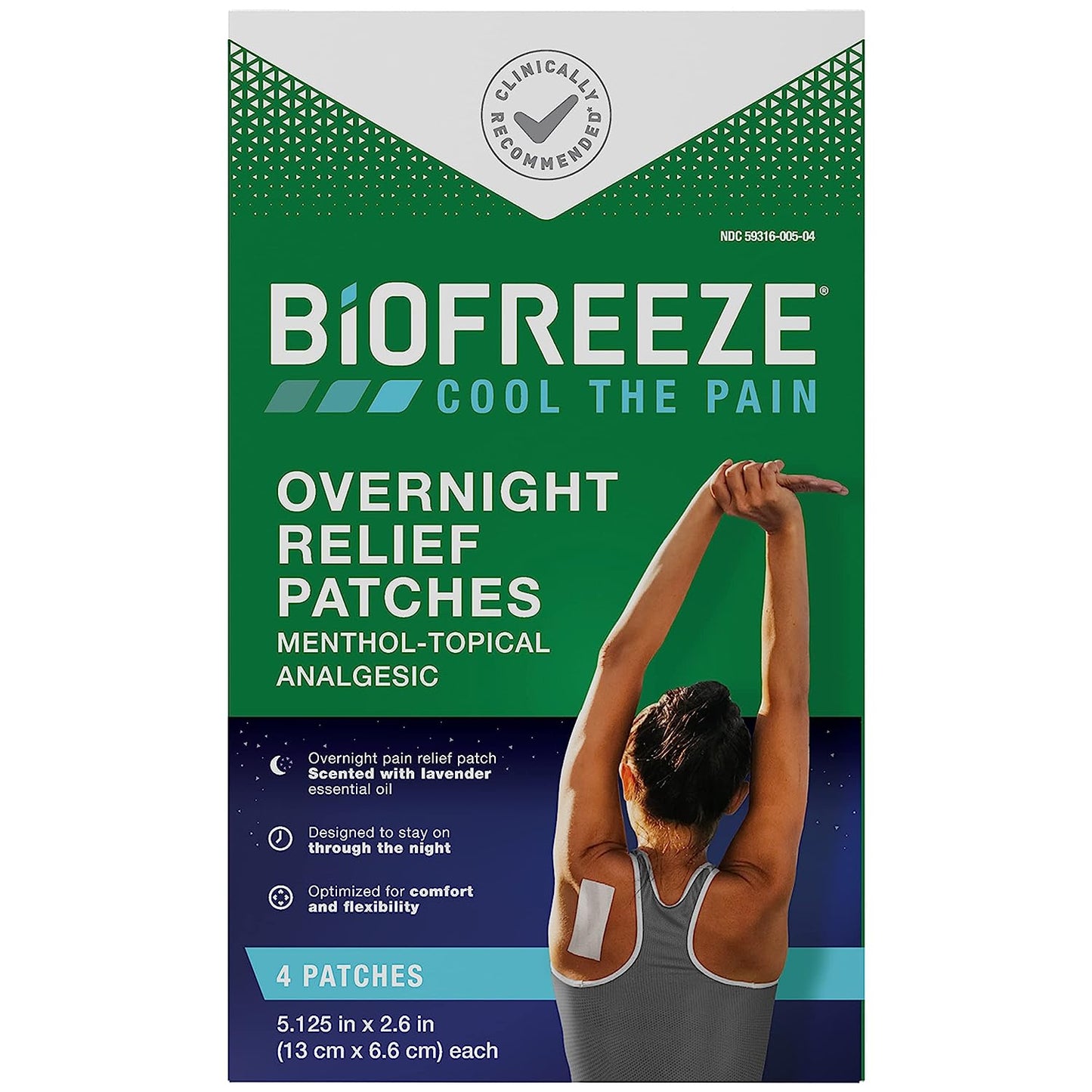 Biofreeze Patches Menthol Overnight Pain Relief Patches (4 Per Box)