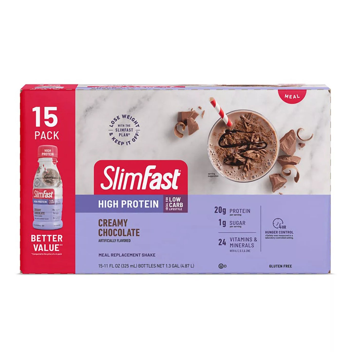 SlimFast Advanced Creamy Chocolate High Protein Ready to Drink Meal Replacement Shakes (11 fl. oz., 15 pk.)