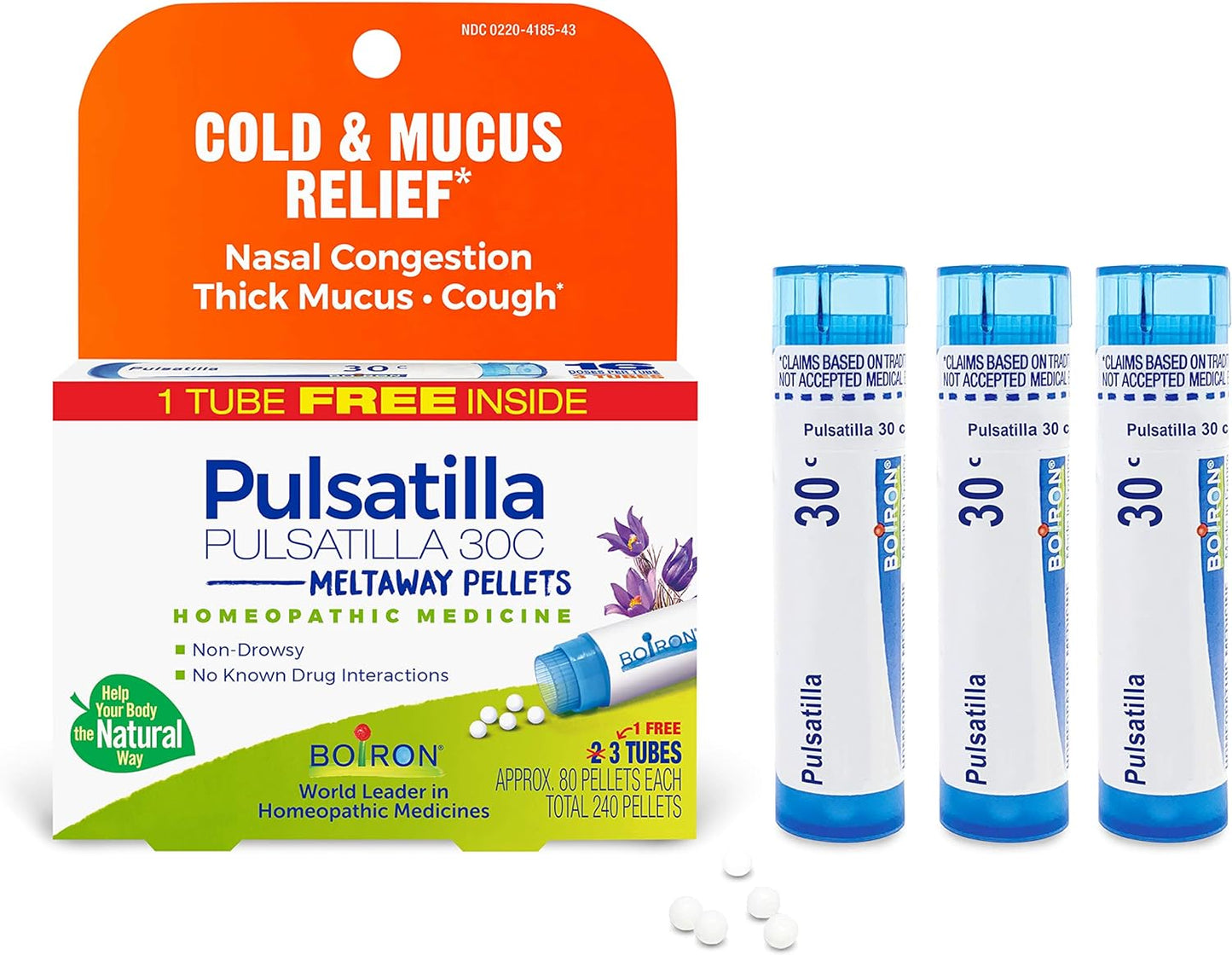 Boiron Pulsatilla 30C Homeopathic Medicine  - 3 Count (240 Pellets)