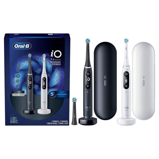 Oral-B iO Series 7s Electric Toothbrush, Black Onyx and White Alabaster (2 pk., 3 Brush heads)