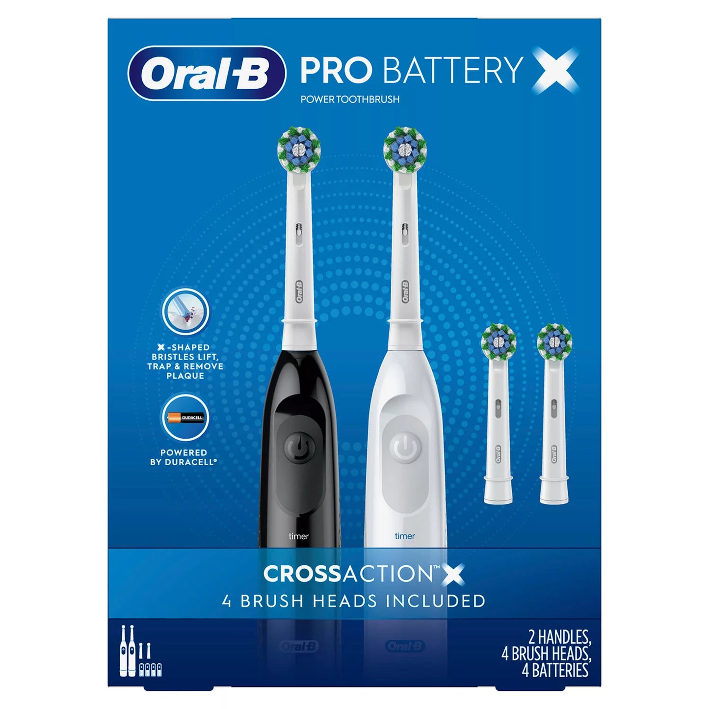 Oral-B Pro Advantage Battery-Powered Toothbrush (2 Handles + 4 Brush Heads)