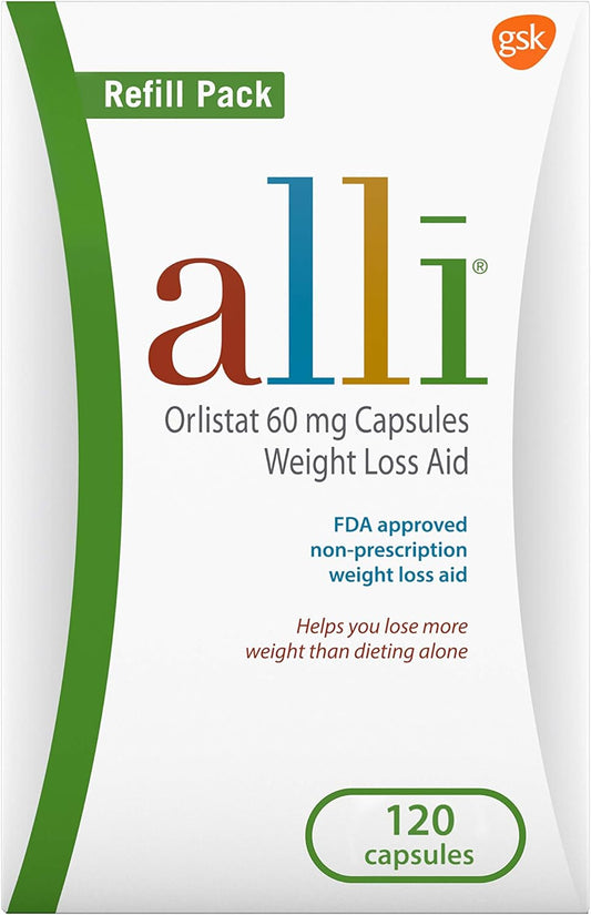 FDA APPROVED - alli Diet Weight Loss Supplement Orlistat Capsules, 60 mg (120 capsules)