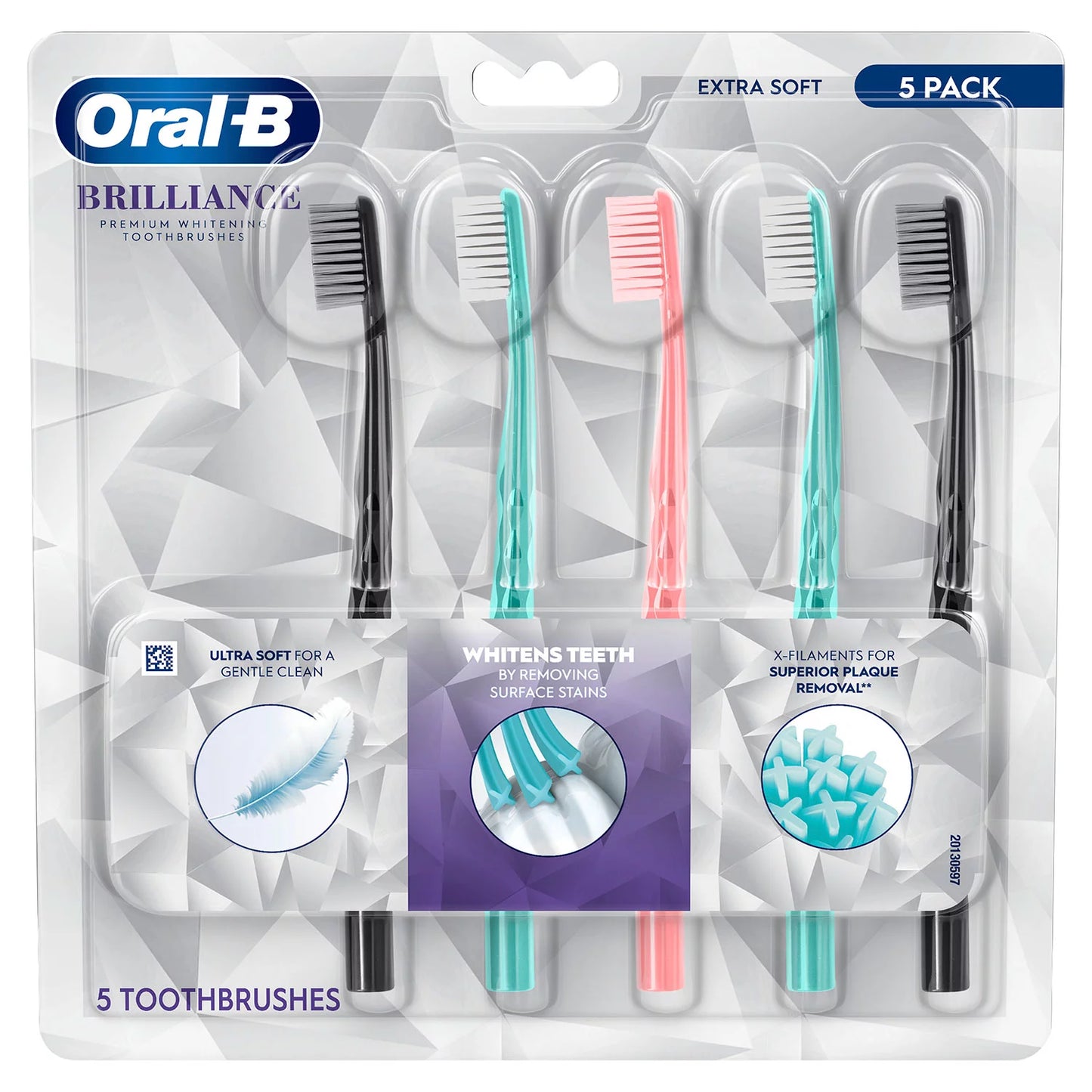 Oral-B Brilliance Whitening Toothbrush with X Filaments, Extra Soft (5 ct.)