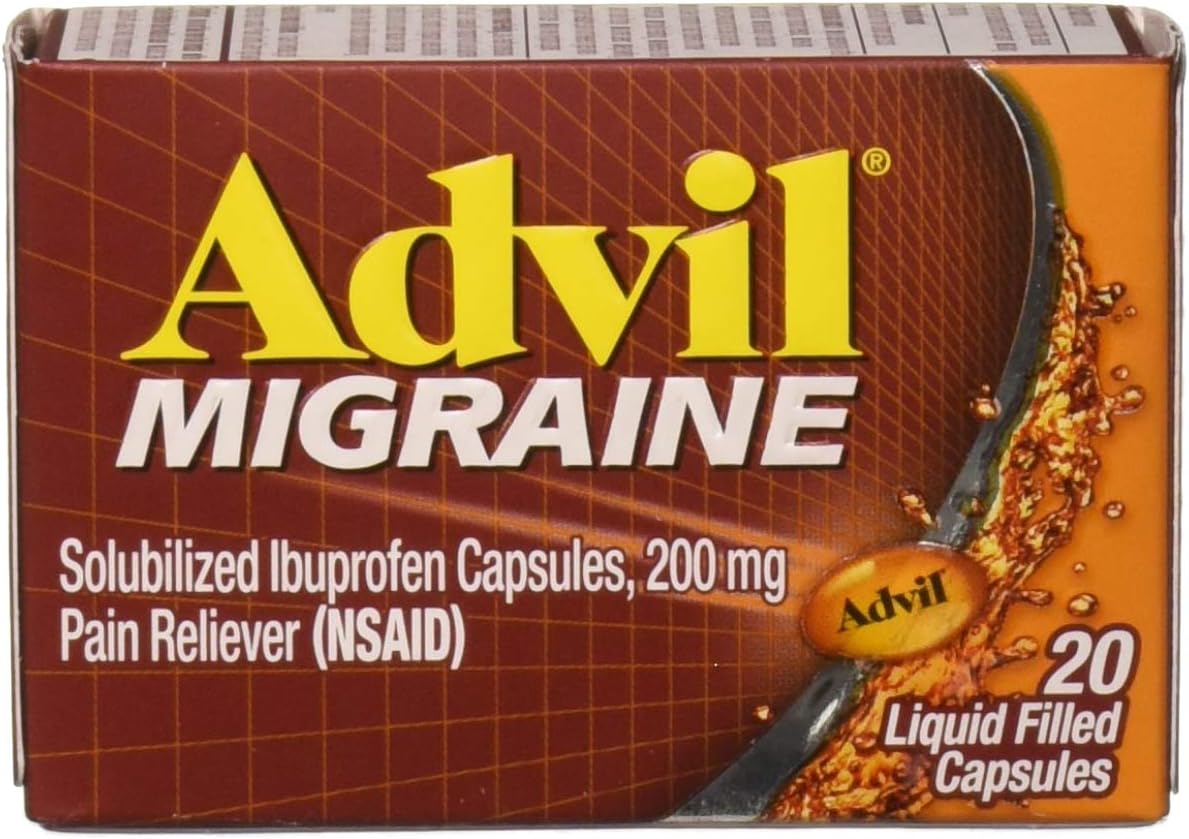 Advil Migraine Liquid Filled Capsules 20ct 200mg Advanced Medicine For Pain (Pack of 2)