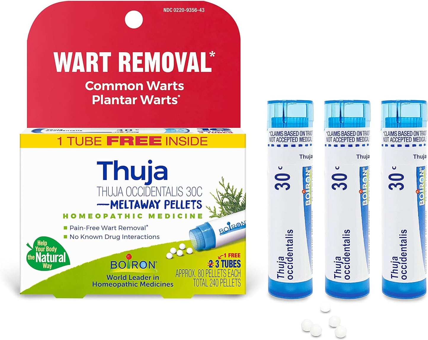 Boiron Thuja Occidentalis 30C Wart Removal Homeopathic Medicine  - 80 Count (Pack of 3)