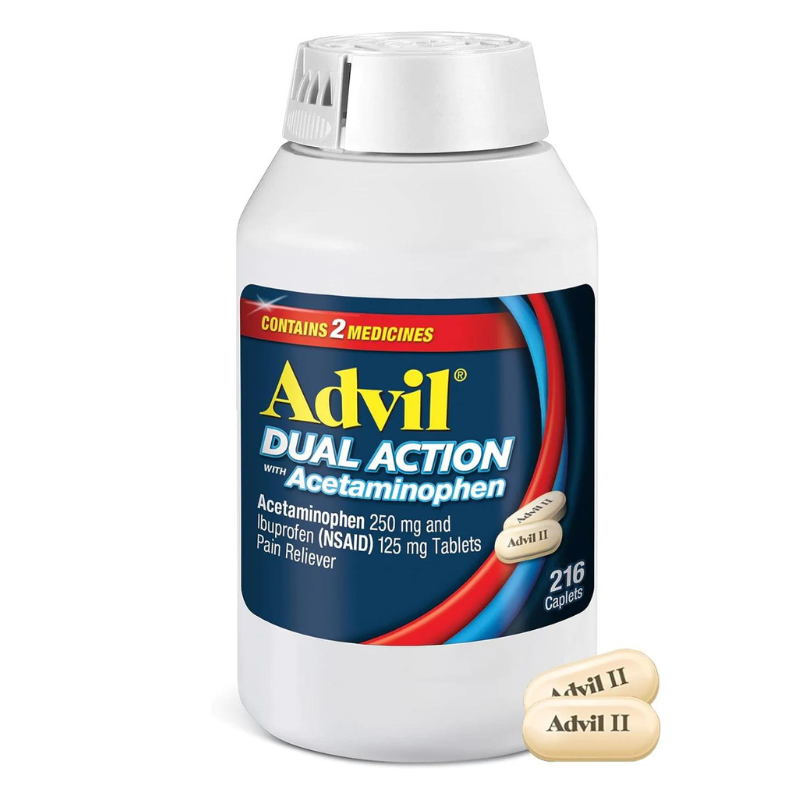 Advil Dual Action With Acetaminophen Pain Reliever 216 Caplets