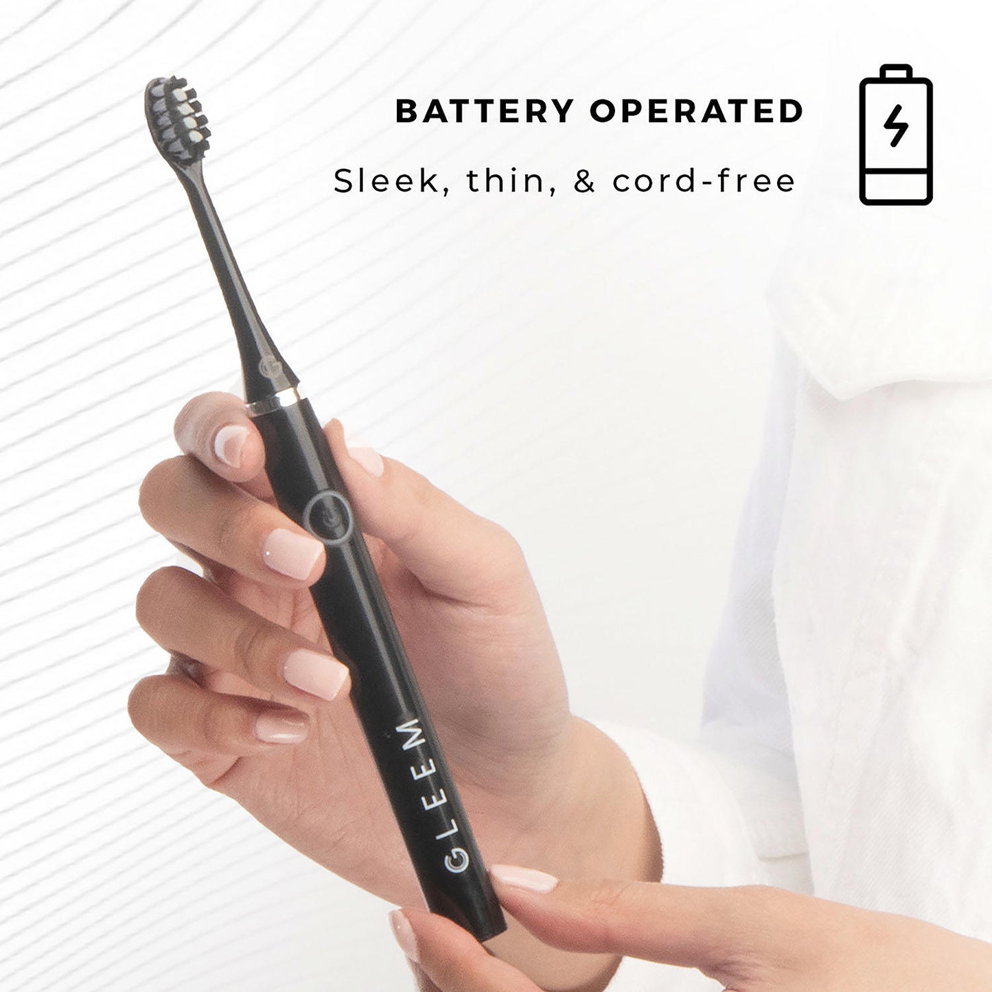Gleem Electric Toothbrush, Battery Powered, Soft Bristles, Black and White (2 pk.)