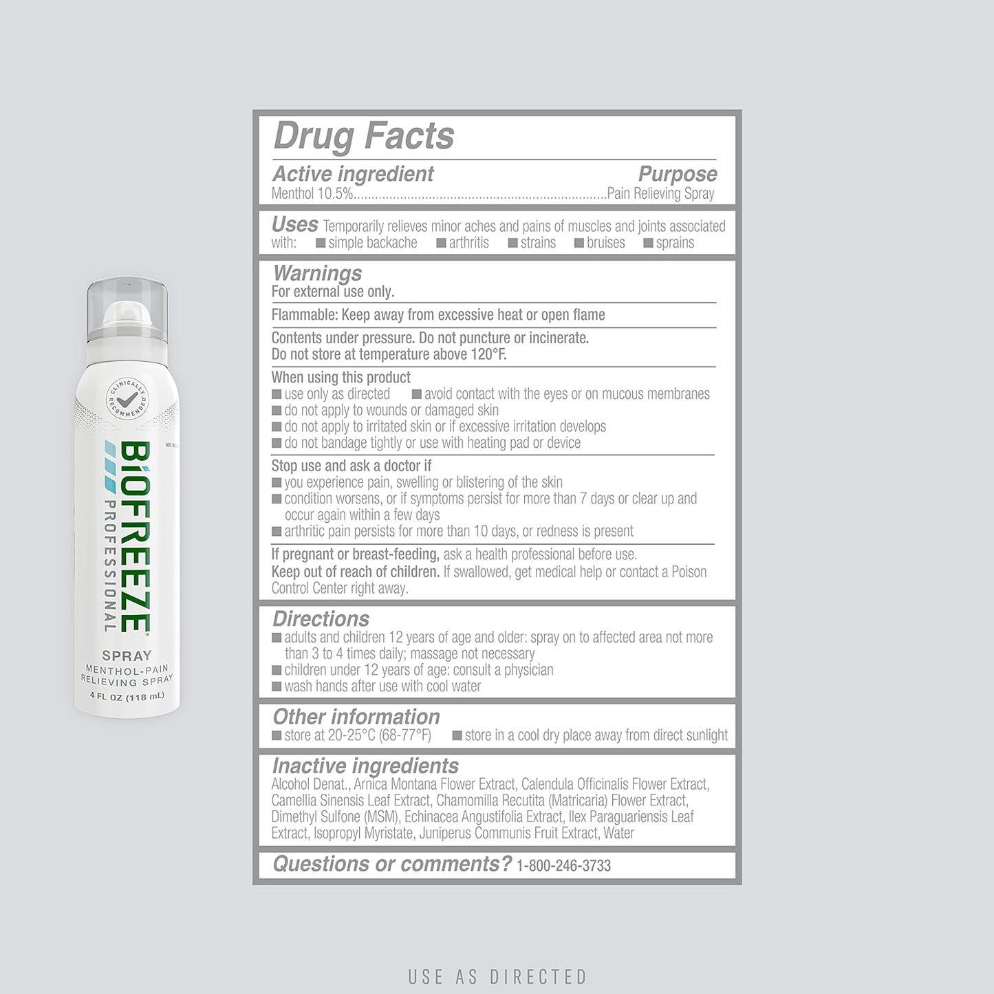 Biofreeze Professional Spray Menthol Pain Relieving Spray 4 FL OZ Colorless (Pack Of 3)