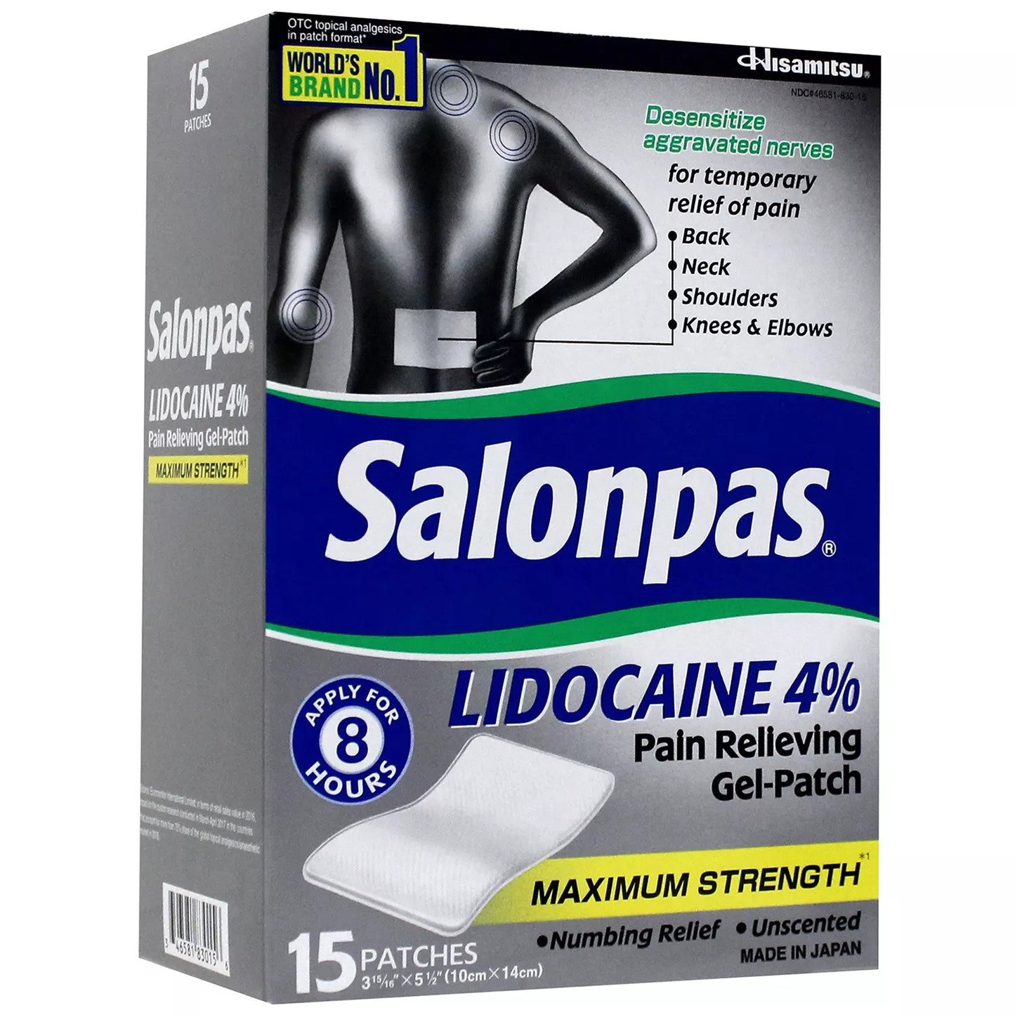 2 PACK Salonpas Lidocaine Gel-Patch (15 ct.)