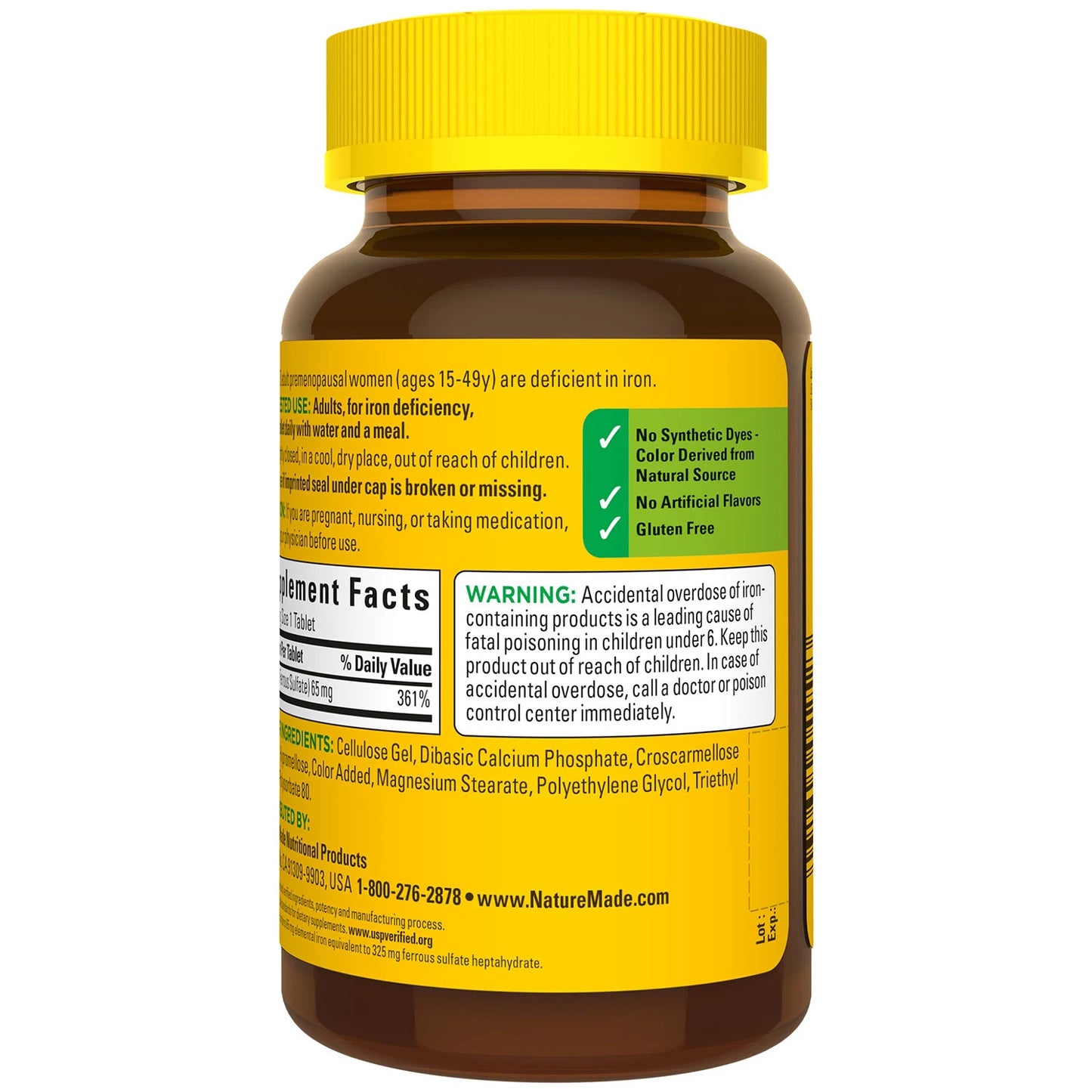 Nature Made Iron 65 mg (from Ferrous Sulfate) Tablets for Red Blood Cell Formation (365 ct.)