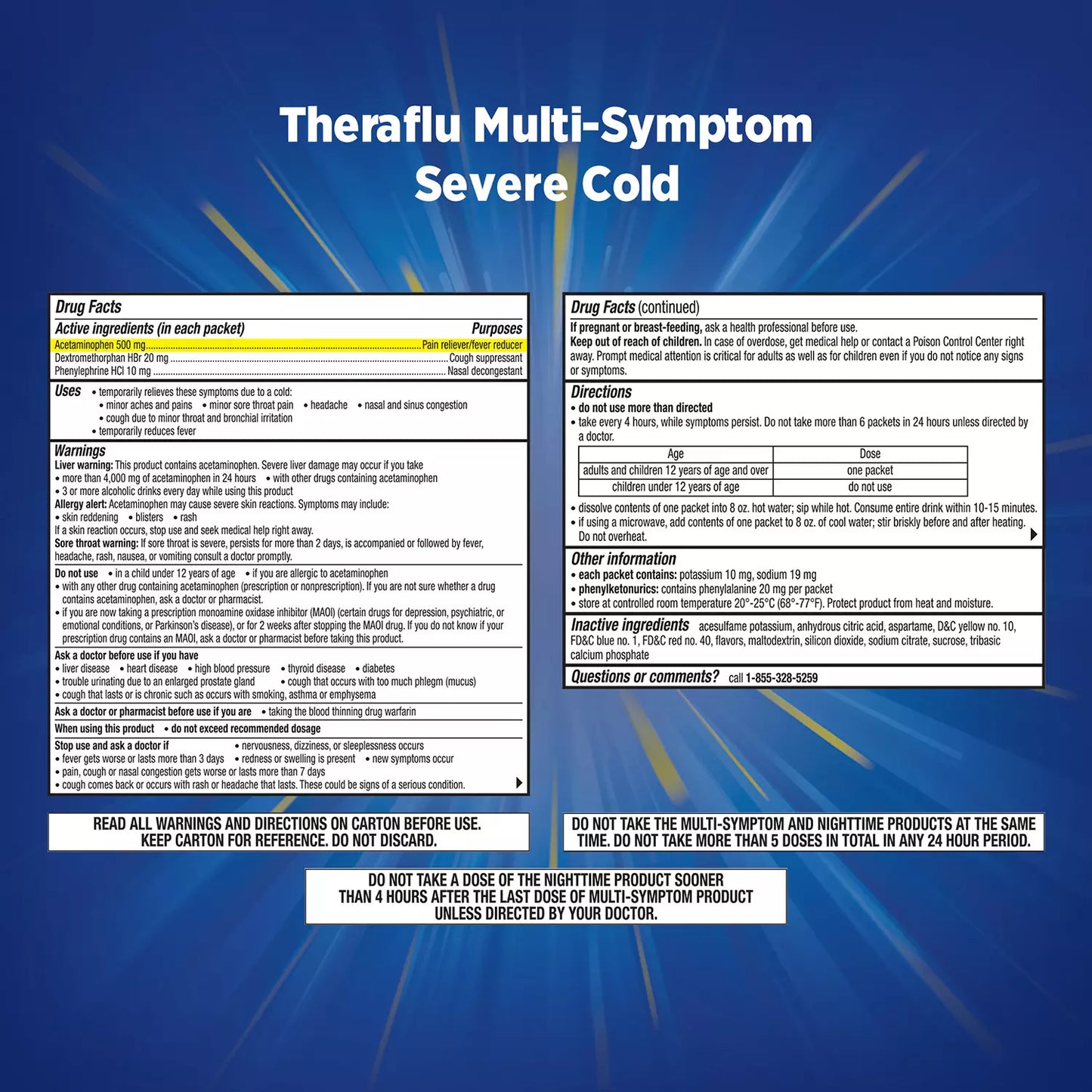 Theraflu MultiSymptom Cold Relief Medicine/Nighttime Medicine Powder (24 pk.)