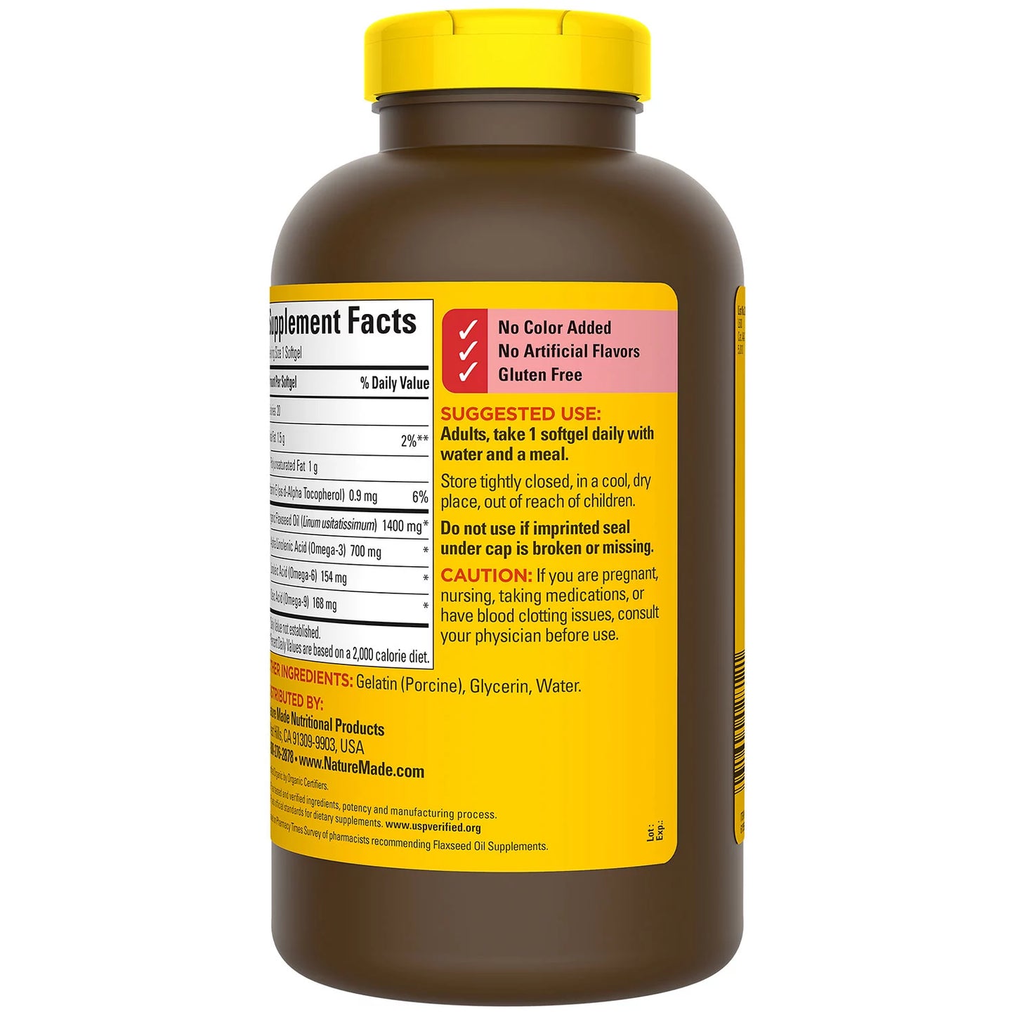 Nature Made Flaxseed Oil 1400 mg Softgels for Heart Health (300 ct.)