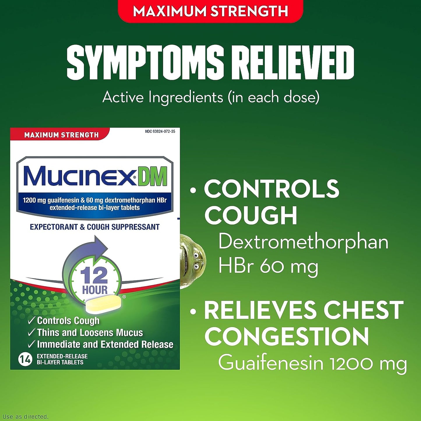 Mucinex DM 12-Hour Expectorant and Cough Suppressant Tablet 14 Count
