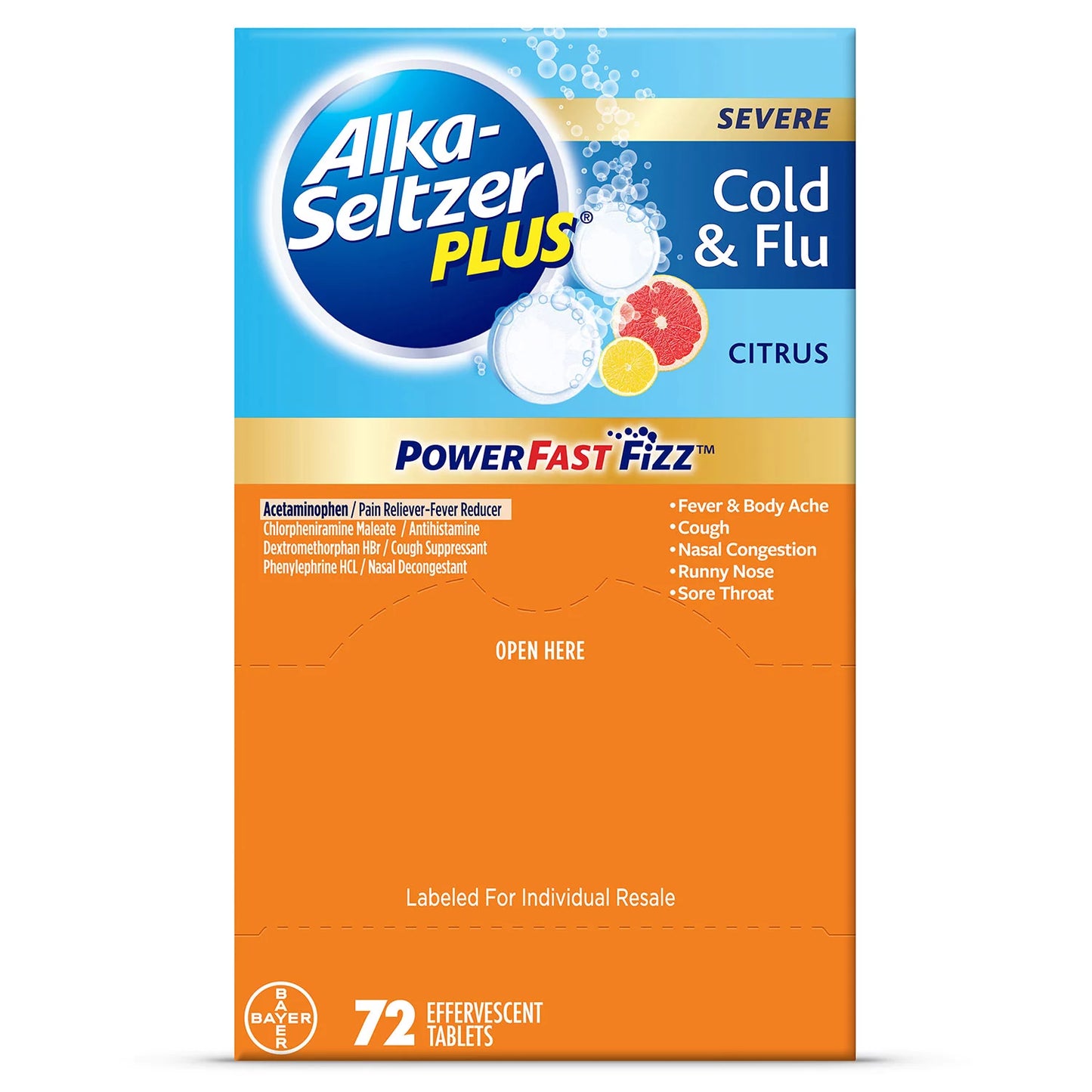 Alka-Seltzer Plus Severe Cold and Flu, Citrus (72 ct.)