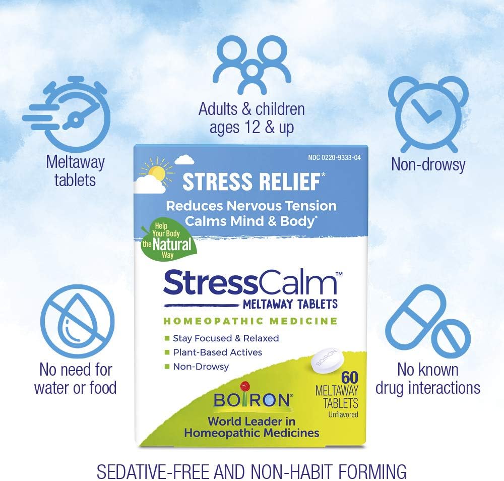 Boiron StressCalm for Relief of Stress, Anxiousness, Nervousness, Irritability, & Fatigue - 60 Count