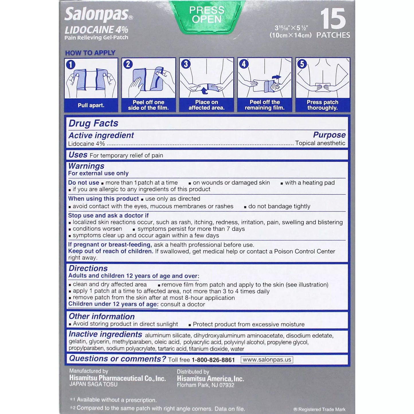 Salonpas Lidocaine Gel-Patch (15 ct.)