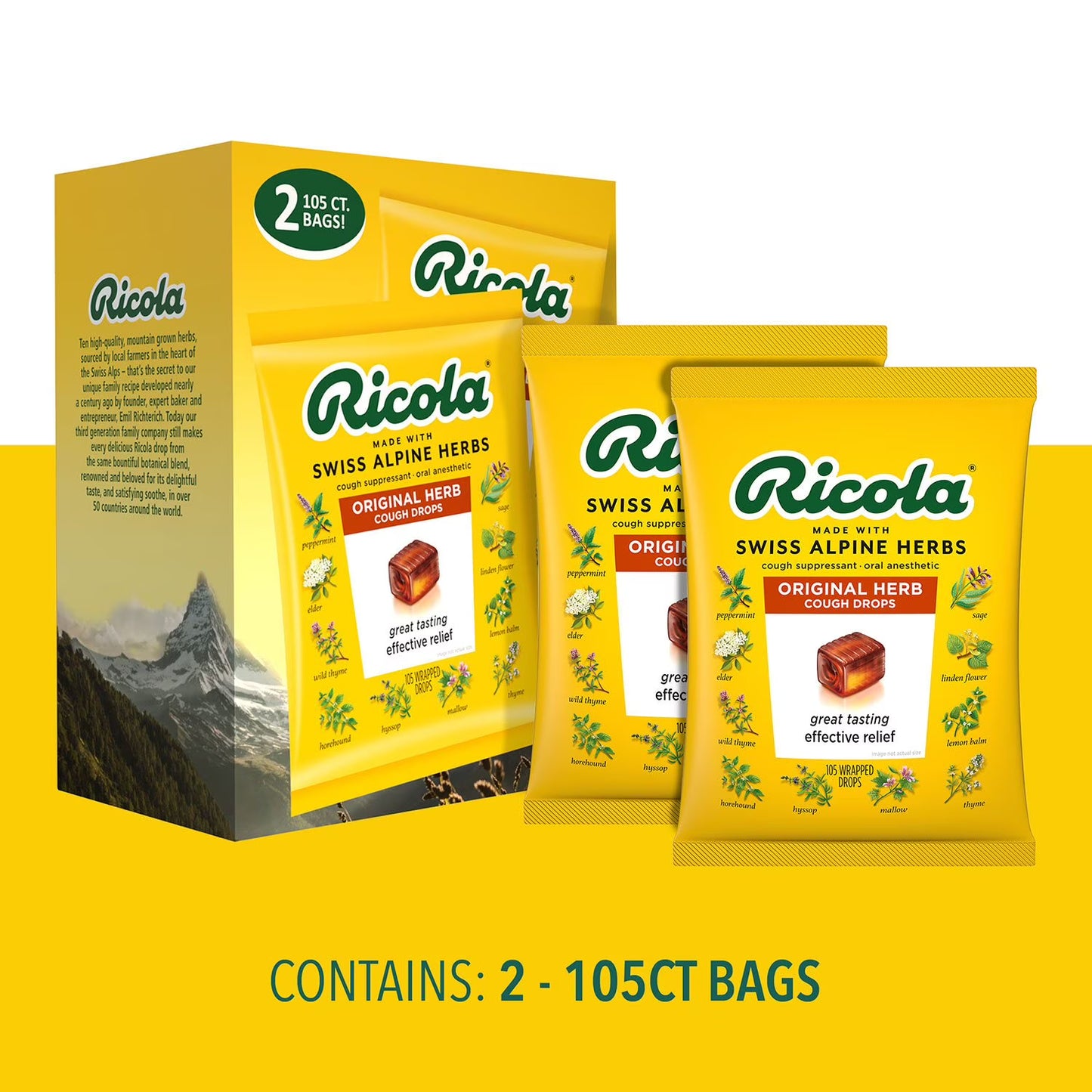 Ricola Original Natural Herb Cough Drops (2 pk., 105 ct./pk.)