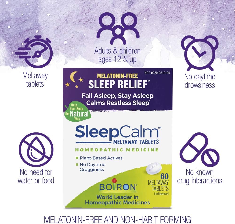 Boiron Sleepcalm Tablets, Homeopathic Sleep Aid, Calm Restless 120 Count