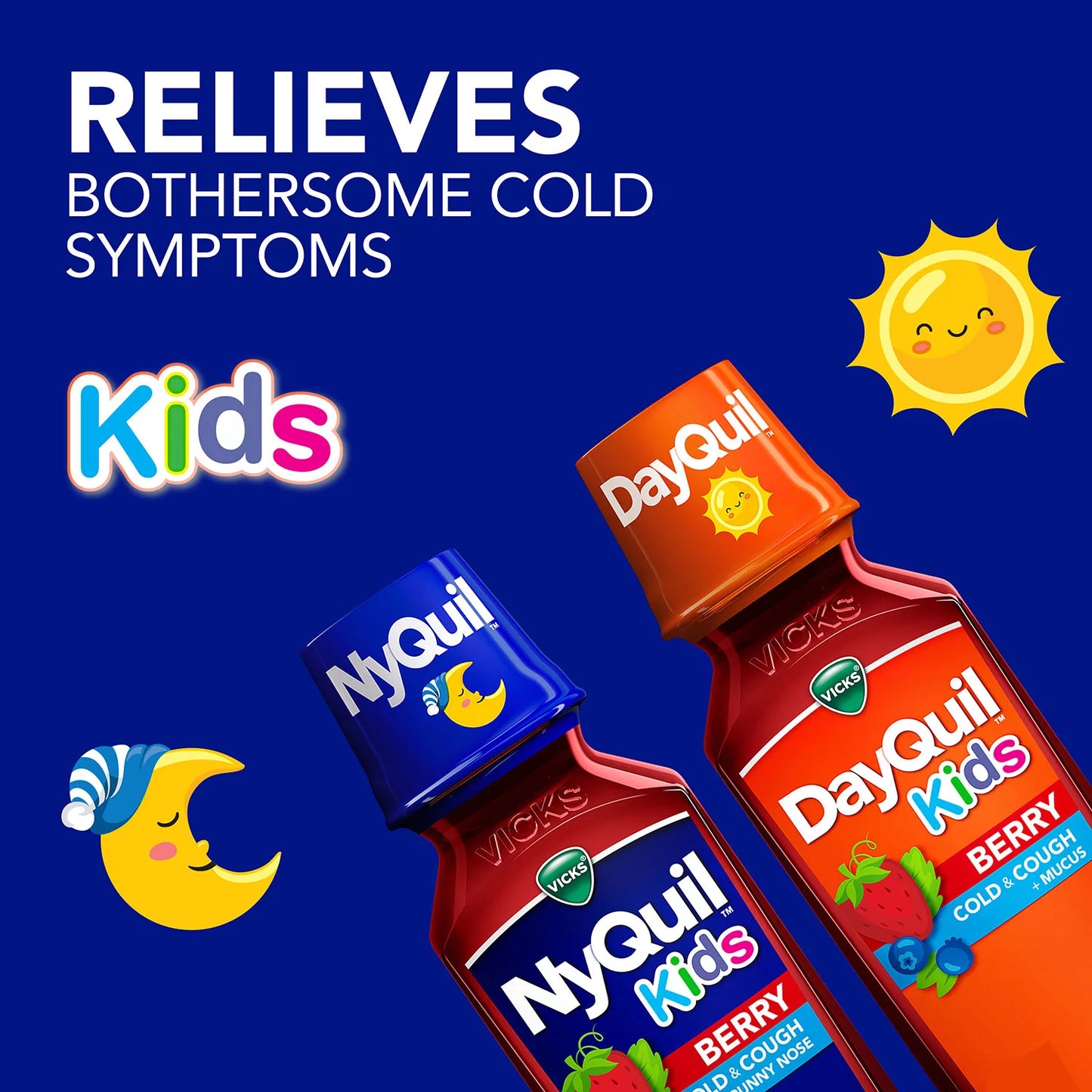 Vicks DayQuil and NyQuil Kids' Cold & Cough Liquid Medicine, Berry Flavor (3 pk., 8 fl.oz./Bottle)