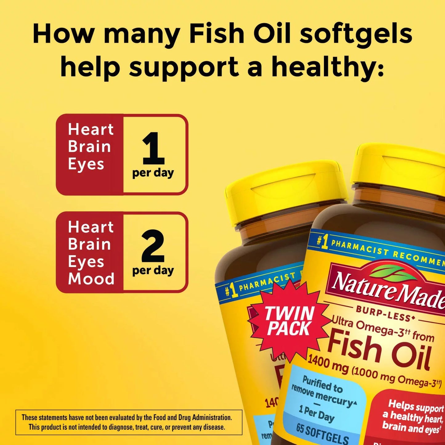 Nature Made Burp-Less Ultra Omega 3 from Fish Oil 1400 mg. Softgels (65 ct., 2pk.)