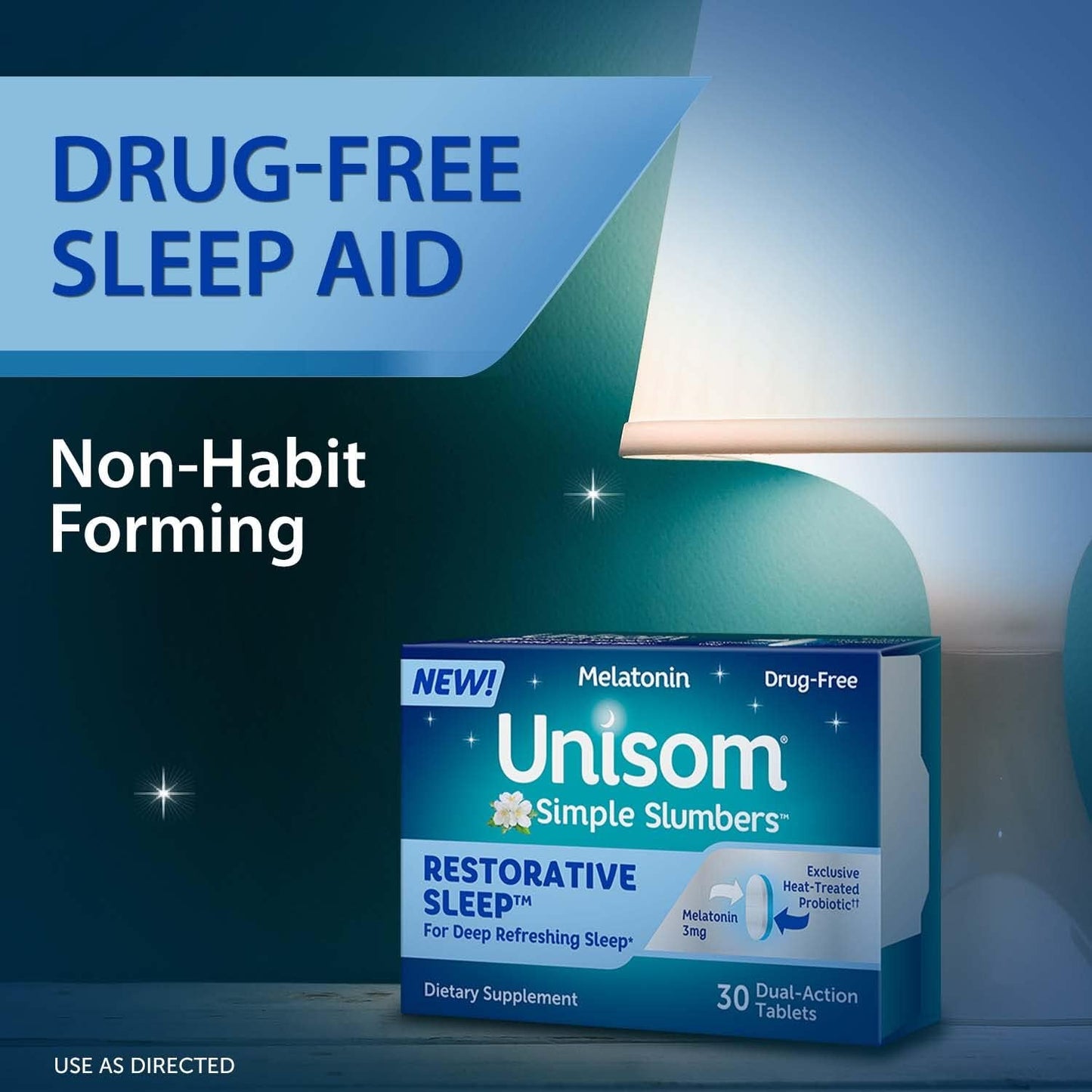 Unisom Simple Slumbers Restorative Sleep Tablets 30-Count, Melatonin 3mg