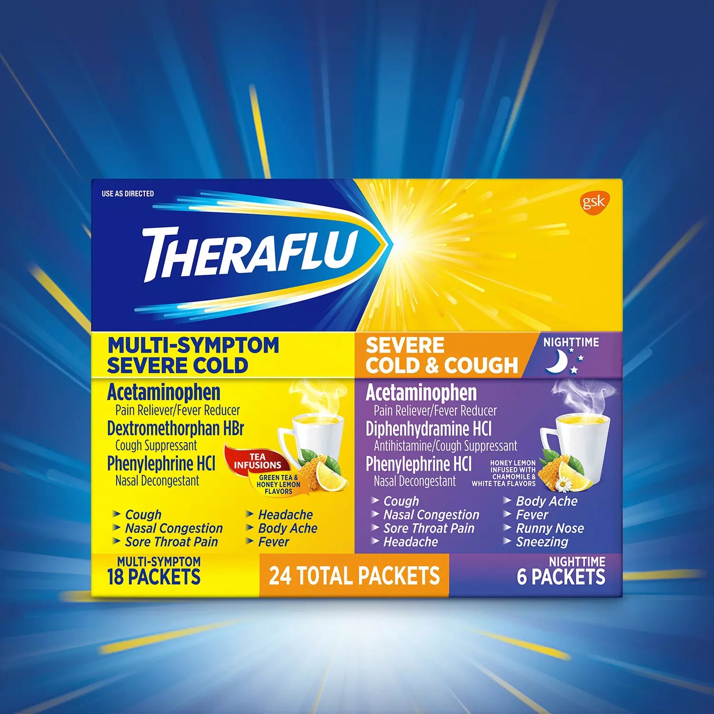 Theraflu MultiSymptom Cold Relief Medicine/Nighttime Medicine Powder (24 pk.)