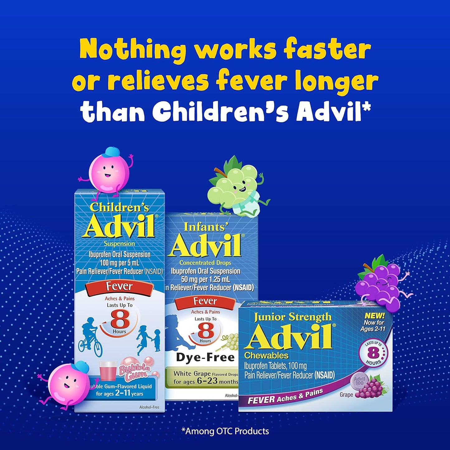 Advil Children's Pain Reliever and Fever Reducer White Grape 3 PACK